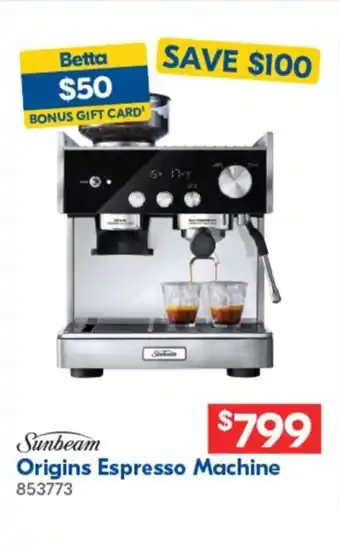 Betta Origins Espresso Machine offer