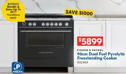 Betta Fisher & paykel 90cm dual fuel pyrolytic freestanding cooker offer