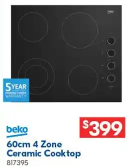 Betta Beko 60cm 4 Zone Ceramic Cooktop offer