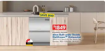 Betta Built-under Double Dish Drawer Dishwasher offer