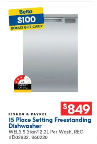 Betta Freestanding Dishwasher offer