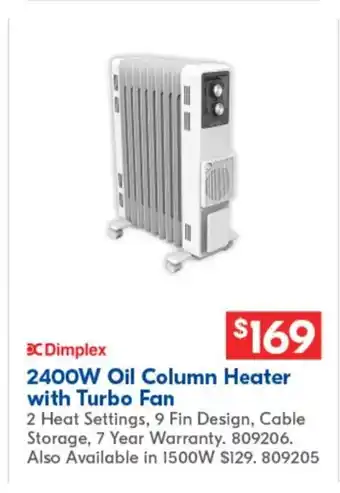 Betta Oil Column Heater with Turbo Fan offer