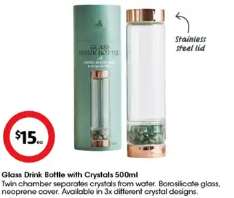 Coles Glass Drink Bottle with Crystals offer