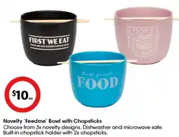 Coles Novelty 'Feedme' Bowl with Chopsticks offer