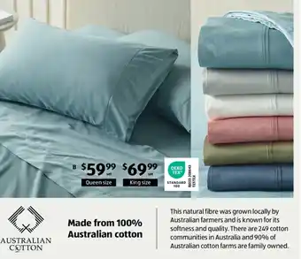 ALDI 375 Thread Count Australian Cotton Fitted Sheet Set - Queen size offer