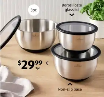 ALDI Stainless Steel Mixing Bowls 3pc Set offer