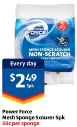 ALDI Power Force Mesh Sponge Scourer 5pk offer