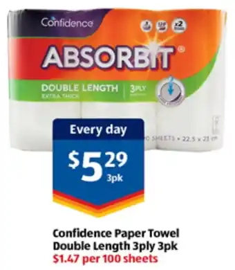 ALDI Confidence Paper Towel Double Length 3ply 3pk offer