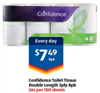 ALDI Confidence Toilet Tissue Double Length 3ply 8pk offer