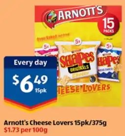 ALDI Arnott's Cheese Lovers 15pk offer