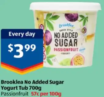 ALDI Brooklea No Added Sugar Yogurt Tub offer