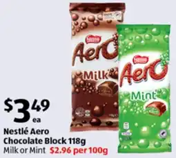 ALDI Nestlé Aero Chocolate Block offer