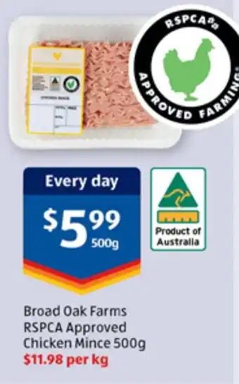 ALDI Broad Oak Farms RSPCA Approved Chicken Mince offer