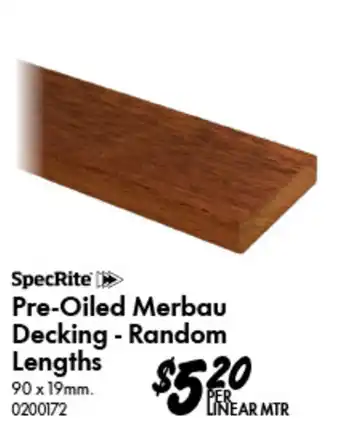 Bunnings Pre-Oiled Merbau Decking - Random Lengths offer