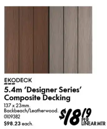 Bunnings 5.4m 'Designer Series' Composite Decking offer