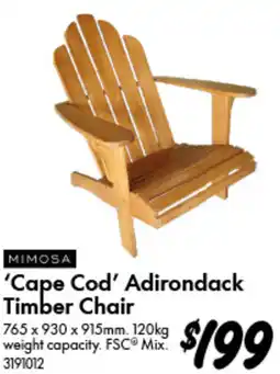 Bunnings Cape Cod Adirondack Timber Chair offer