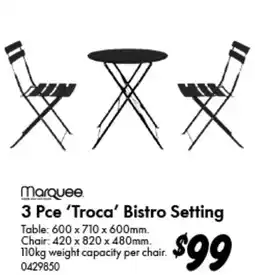 Bunnings 3 Pce Troca Bistro Setting offer