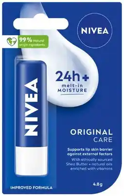 IGA Nivea 24h Melt‑In Moisture Lip Balm 1 Pack Selected Varieties offer