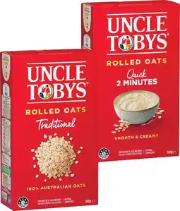 IGA Uncle Tobys Traditional or Quick Rolled Oats 500g offer