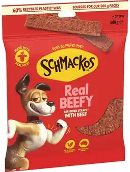 IGA Schmackos Strapz or Stix Dog Treats 500g Selected Varieties offer