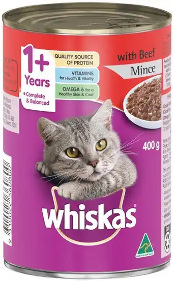 IGA Whiskas Wet Cat Food 400g Selected Varieties offer