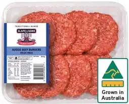 IGA Slape & Sons Aussie Beef Burgers Value Pack 800g offer