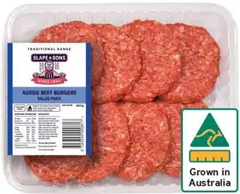 IGA Slape & Sons Aussie Beef Burgers Value Pack 800g offer