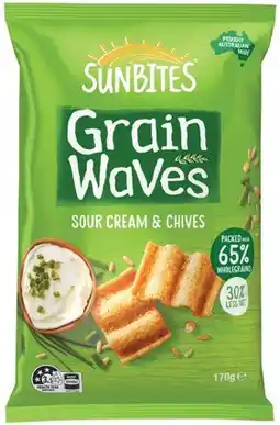 IGA Sunbites Grain Waves Wholegrain Chips 170g, Simply Chip 120g or Popcorners 130g Selected Varieties offer