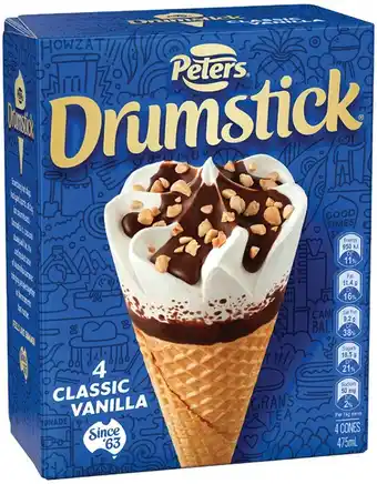 IGA Peters Drumstick 4 Pack or Minis 6 Pack Selected Varieties offer