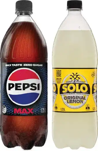 IGA Pepsi or Solo 1.25 Litre Selected Varieties offer