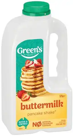 IGA Green's Pancake Shake 300‑375g Selected Varieties offer