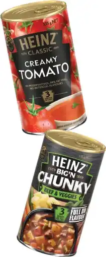 IGA Heinz Classic Soup or Big’N Chunky Soup 520-535g Selected Varieties offer