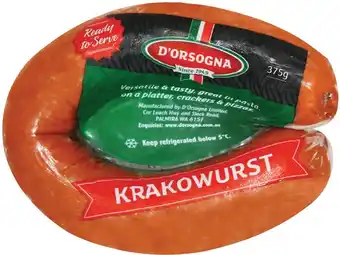 IGA D'Orsogna Krakowurst 375g offer