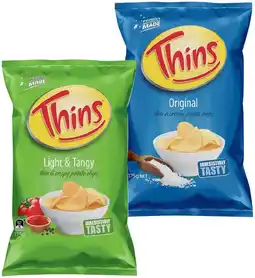 IGA Thins Chips 175g or Onion Rings 85g Selected Varieties offer