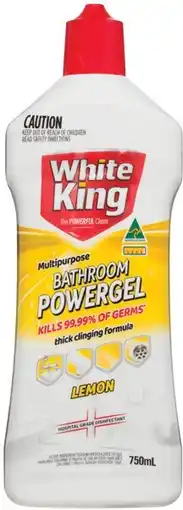 IGA White King Multipurpose Lemon Bathroom Powergel 750mL offer