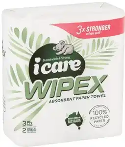 IGA Icare Wipex 100% Recycled Paper Towel 3 Ply 2 Pack offer