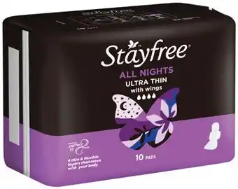 IGA Stayfree Ultra Thin Pads 10‑16 Pack Selected Varieties offer