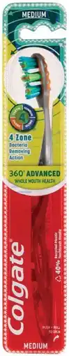 IGA Colgate 360° Advanced Medium Toothbrush 1 Pack, Optic White Toothpaste 100g Selected Varieties offer