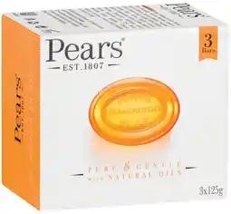 IGA Pears Pure & Gentle With Natural Oils Transparent Soap 3 Pack offer