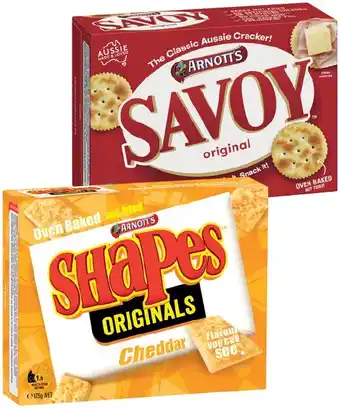 IGA Arnott’s Shapes 130-190g, Clix 250g or Savoy 225g Selected Varieties offer