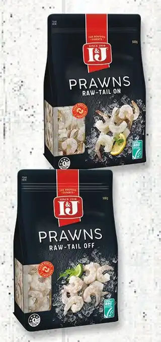 IGA I&J Raw Prawns 500g Selected Varieties offer