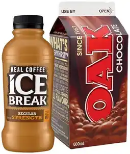 IGA Oak Flavoured Milk 600mL or Ice Break Real Coffee 500mL Selected Varieties offer