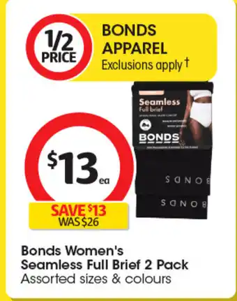 Coles Bonds Women's Seamless Full Brief offer