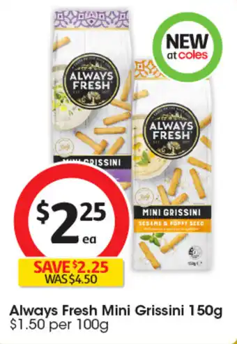 Coles Always Fresh Mini Grissini offer