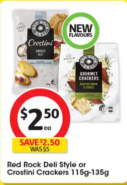 Coles Red Rock Deli Style or Crostini Crackers offer