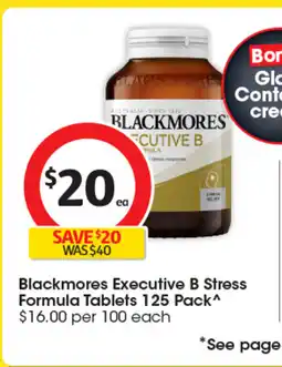 Coles Blackmores Executive B Stress Formula Tablets offer