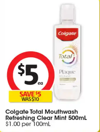 Coles Colgate Total Mouthwash Refreshing Clear Mint offer