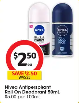 Coles Nivea Antiperspirant Roll On Deodorant offer