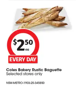 Coles Coles Bakery Rustic Baguette offer