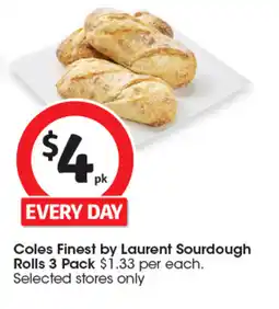 Coles Coles Finest by Laurent Sourdough Rolls offer